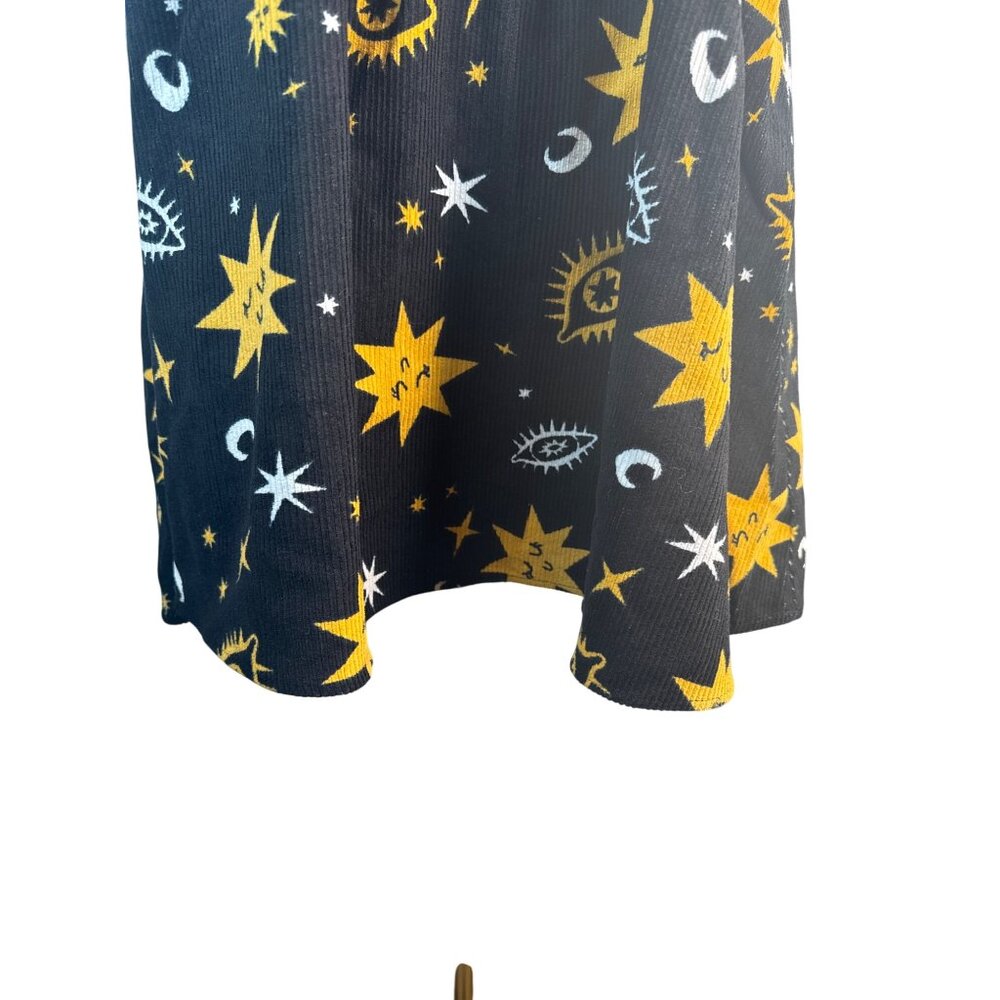 Black Friday Size 6 Cosmic Print Mini Black Gold White Corduroy Dress NWT - Picture 7 of 16
